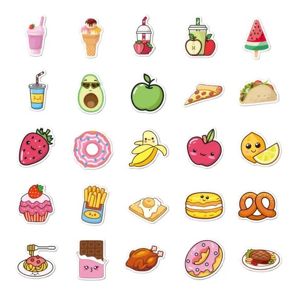 Cartoon Food Stickers (25‎ Pc) SO FUN & SUPER CUTE!! - Picture 5 of 5